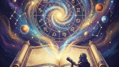 Что такое астрология - древняя книга с натальной картой и зодиакальными созвездиями