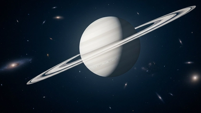 Саде Сати - планета Сатурн с кольцами на фоне космоса символизирует 7,5-летний кармический период