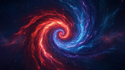 Aries Scorpio compatibility shown as red fire meeting an indigo cosmic current