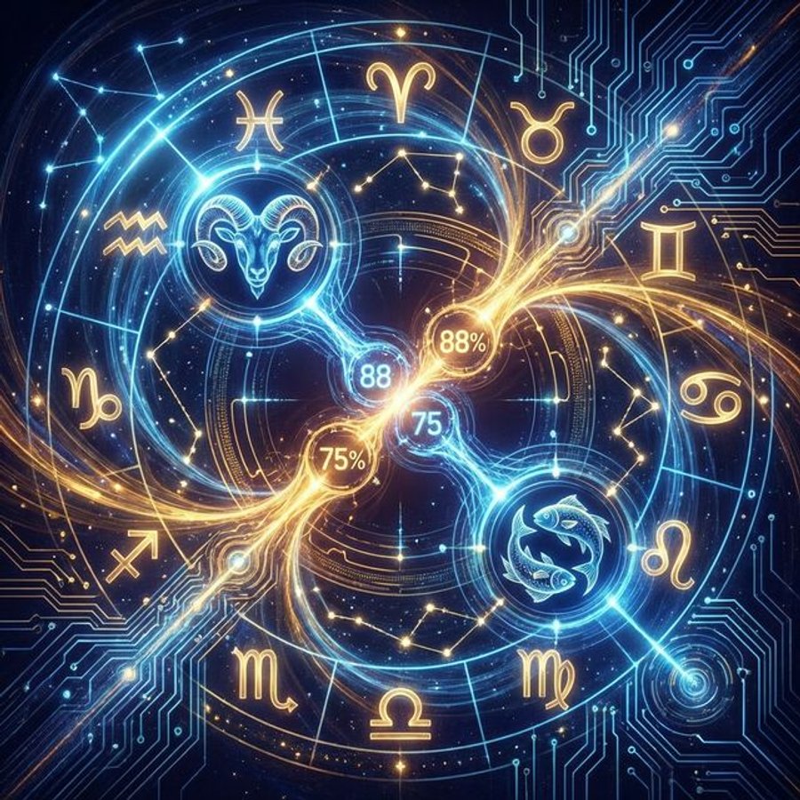 Star sign compatibility chart showing element pairings fire earth air water with compatibility ratings for zodiac love matches