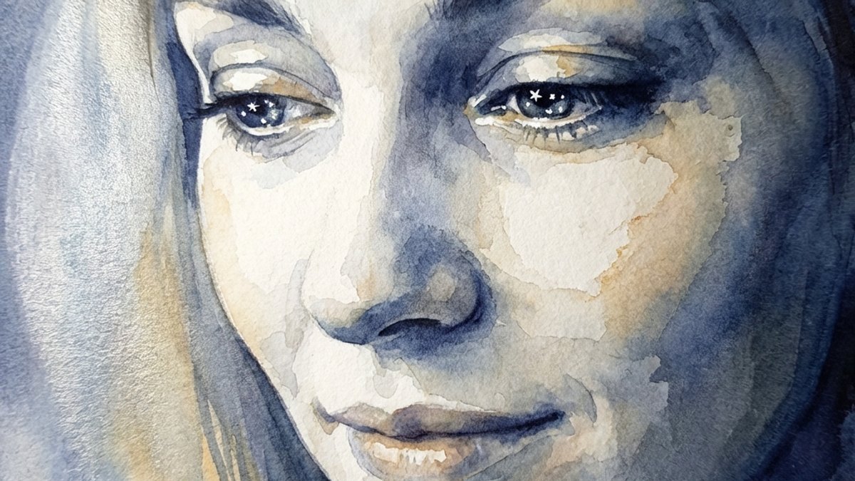 Женщина, освещенная мягким лунным светом, со звездами в глазах