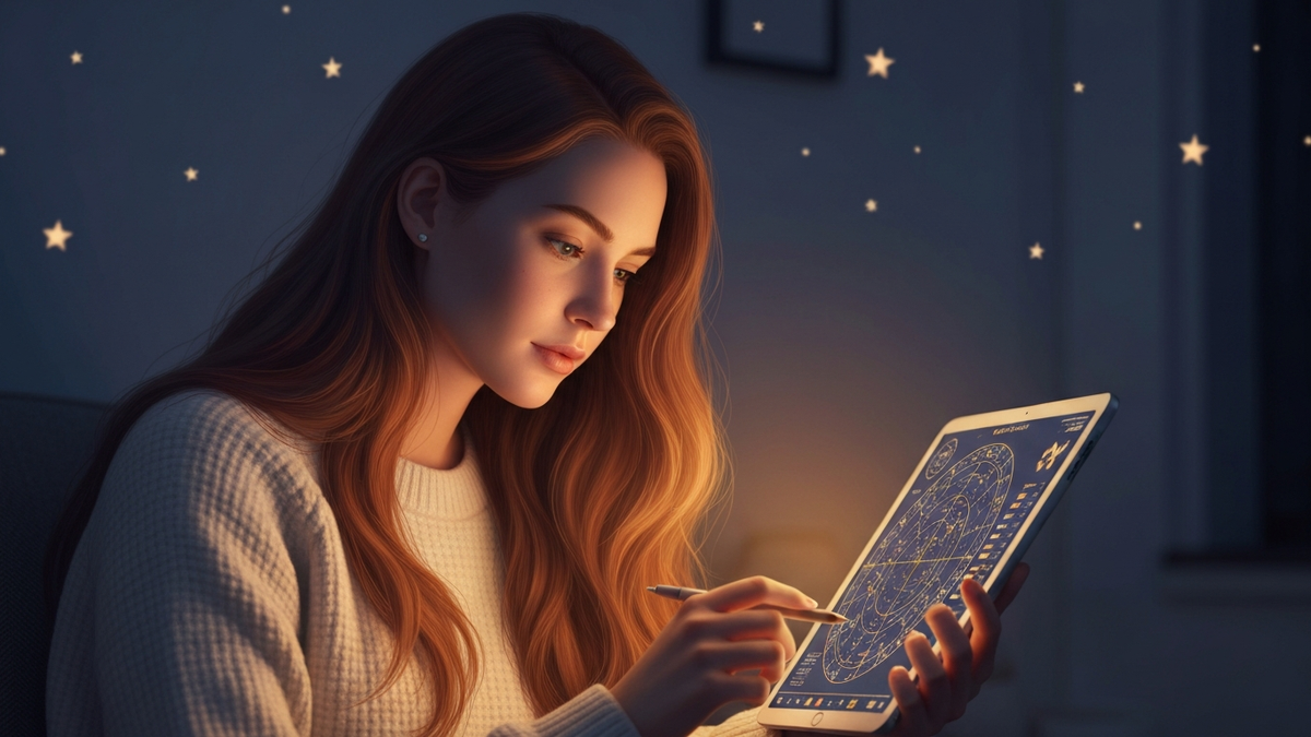 Наиболее подходящий партнер по дате рождения - женщина изучает натальную карту