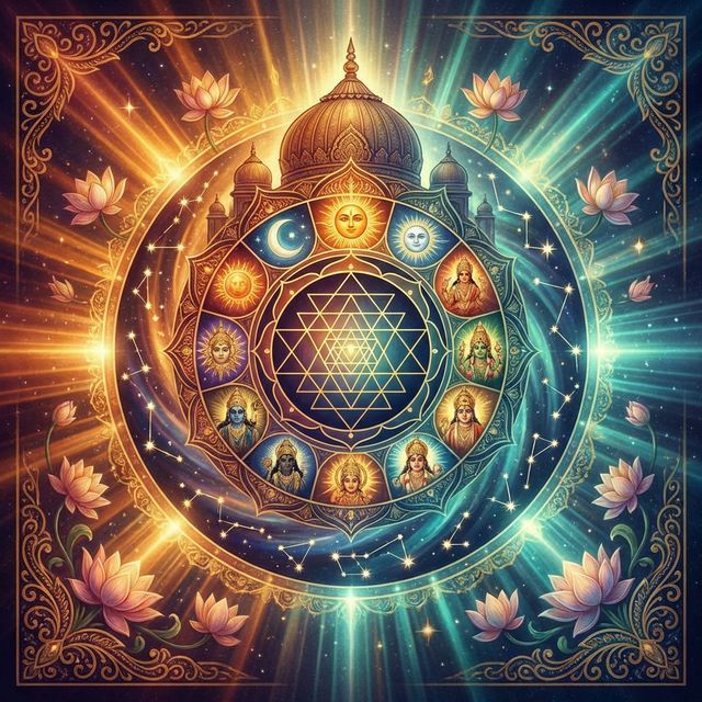 Ведическая астрология Джйотиш - мандала с 9 планетами Наваграха