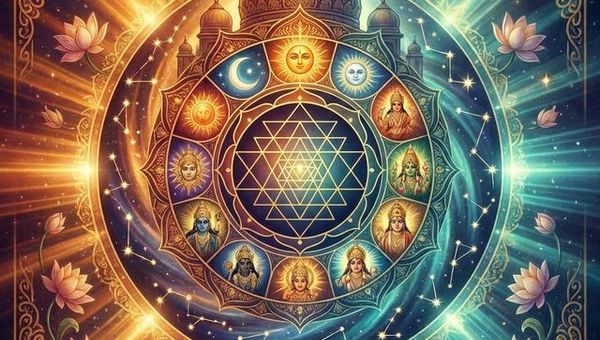 Ведическая астрология Джйотиш - мандала с 9 планетами Наваграха