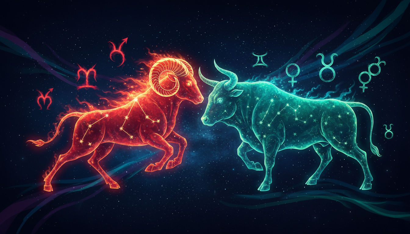 Ram and bull constellations meeting in space for Aries Taurus compatibility