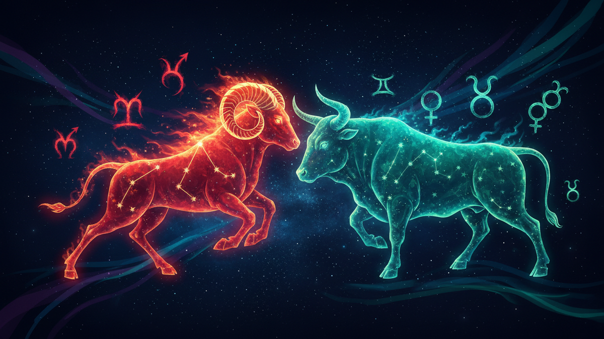 Ram and bull constellations meeting in space for Aries Taurus compatibility