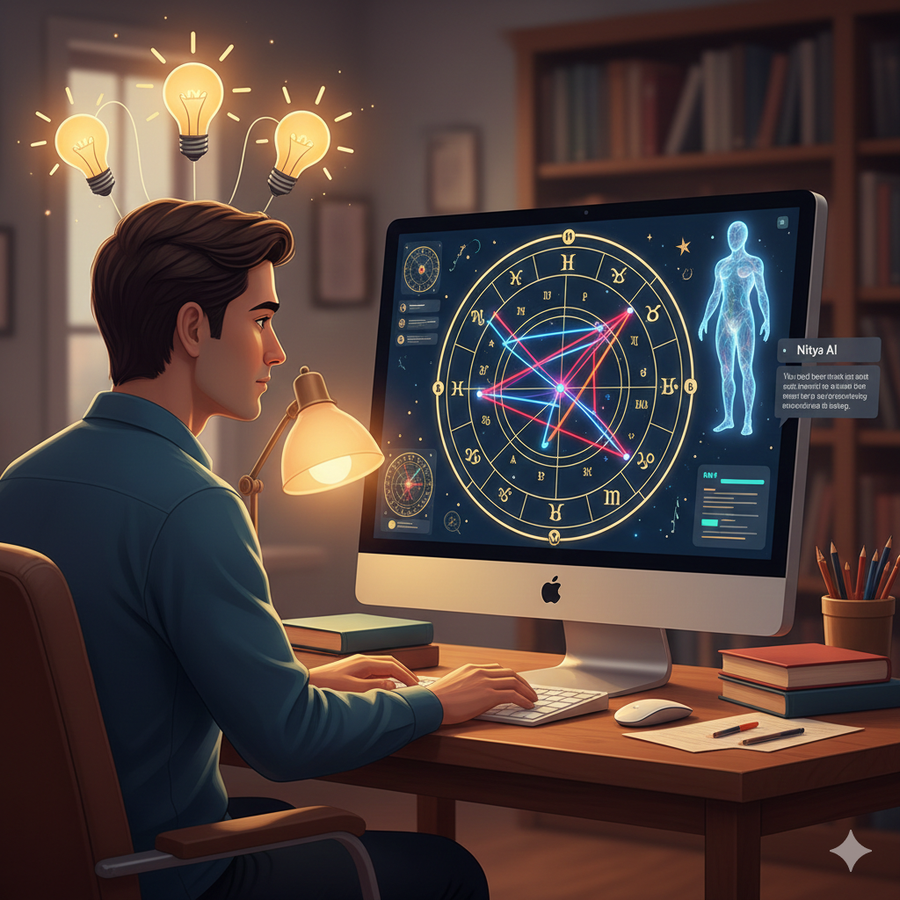 Момент понимания аспектов при разговоре с Nitya - интеграция информации о своей карте