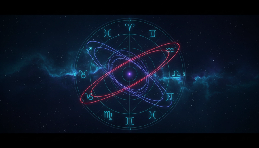 Aries and Capricorn symbols connected by a square on an astrology wheel