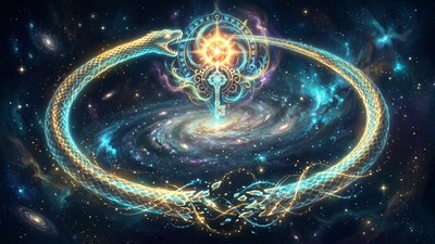 A centaur constellation rising over a dark cosmic horizon representing the chiron return at age 50