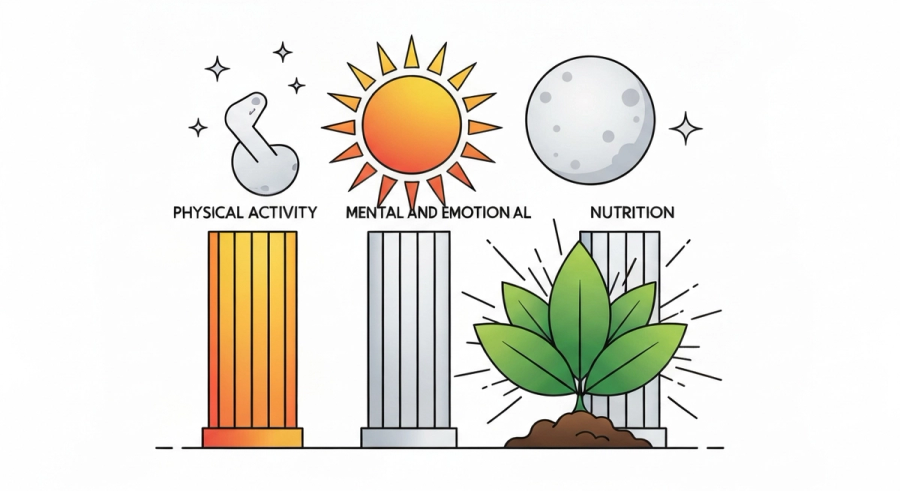 Три ключевых элемента гороскопа: солнечный знак, лунный знак и асцендент — схема