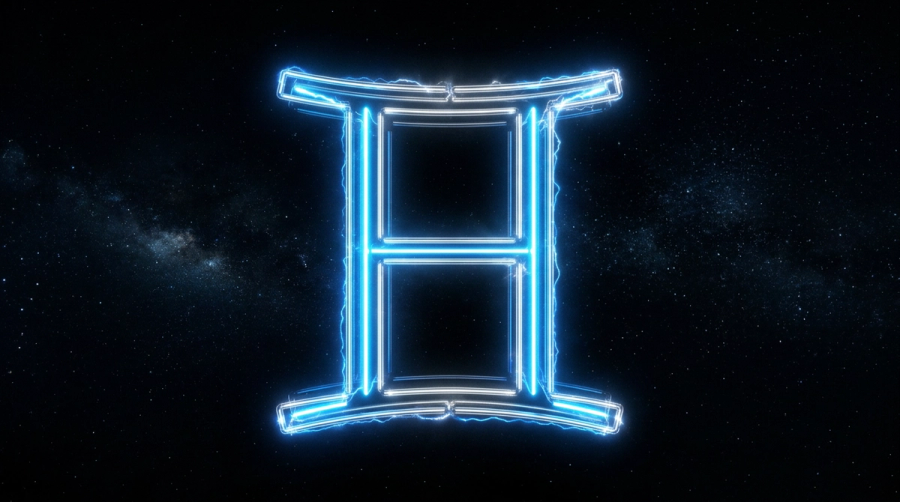 Gemini glyph — the II symbol representing the twins and duality at the heart of Gemini energy