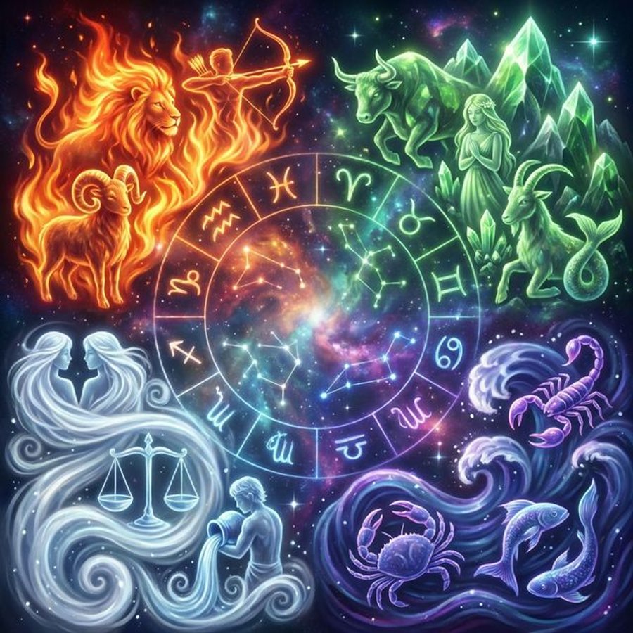 Четыре стихии в астрологии - Огонь, Земля, Воздух, Вода