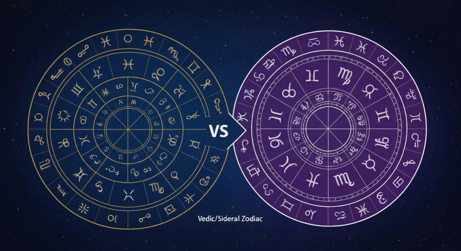 Сравнение западного тропического и ведического сидерического зодиака - аянамша