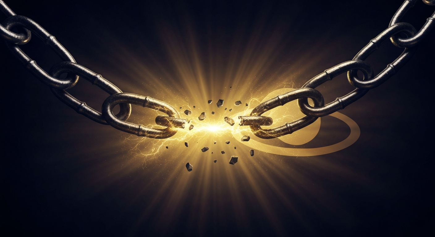 Кармический долг - разрывающаяся цепь символизирует освобождение от кармы