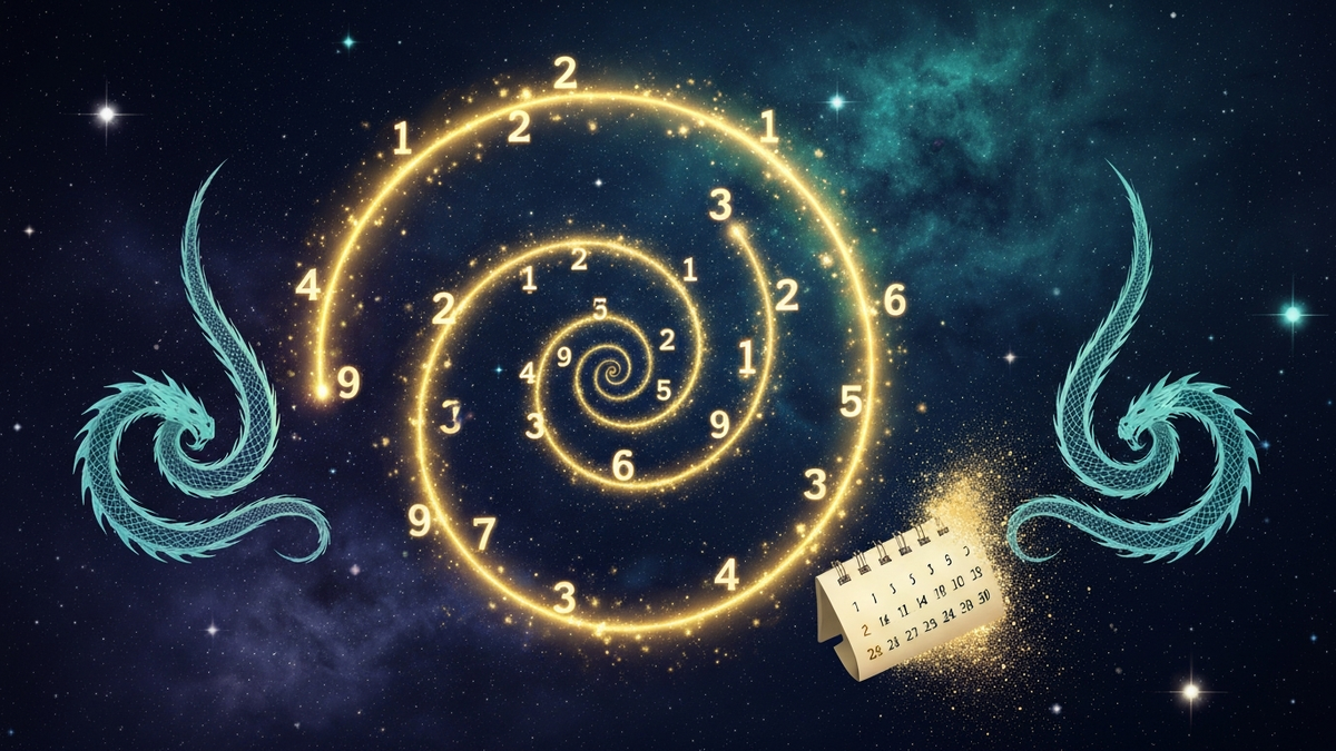 Карта судьбы по дате рождения - золотые линии судьбы в космосе