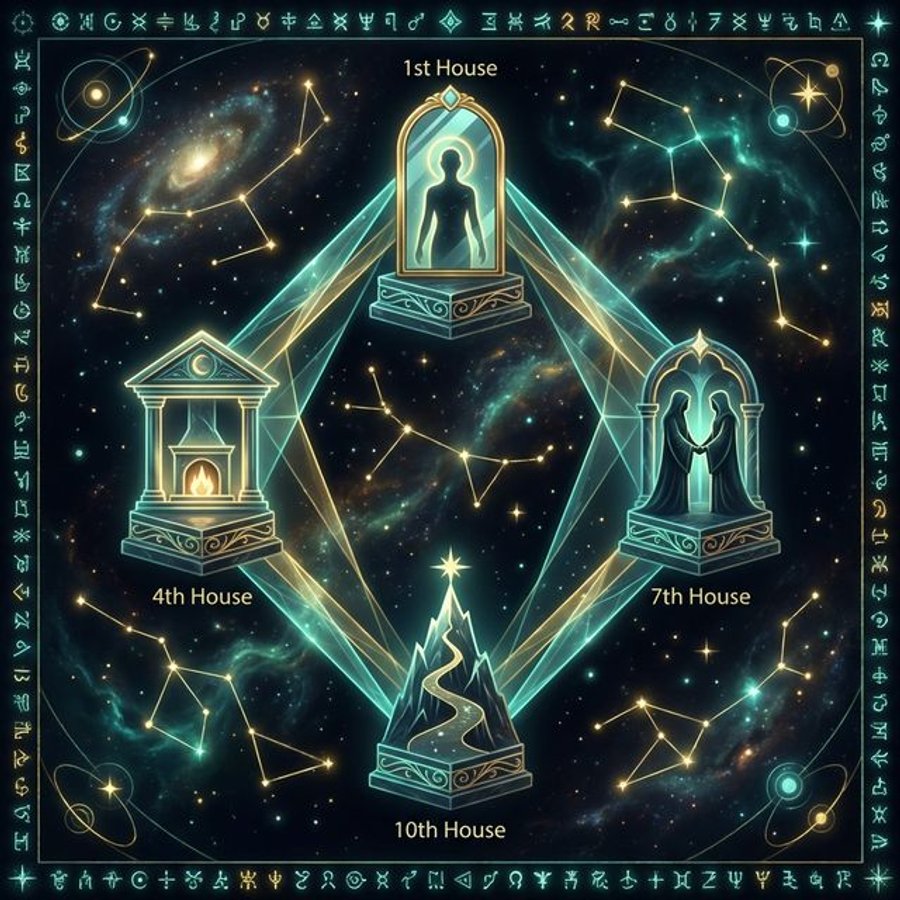 Четыре угловых дома в астрологии - 1-й, 4-й, 7-й и 10-й дом