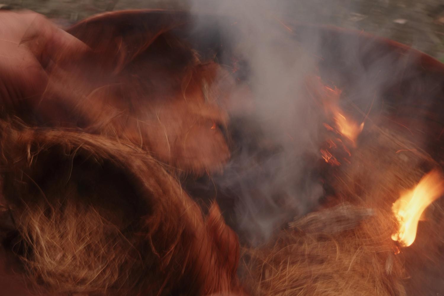 Husks burning