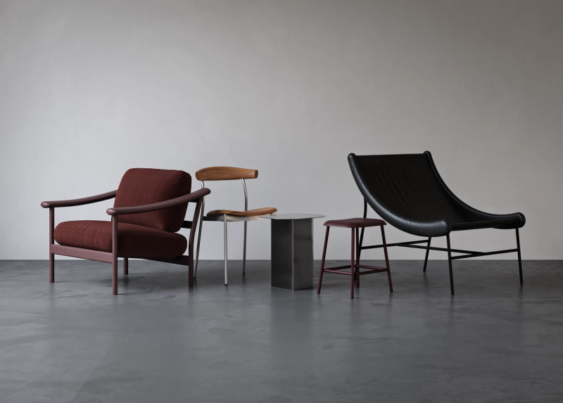 Various chairs, stools and side tables from the Elements by Blaklash collection