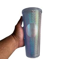 Vaso Starbucks Hielo Texturizado Iridiscente Con Tapa Y Popote