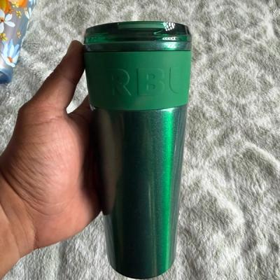 Termo Starbucks Verde Metálico con Banda de Silicona