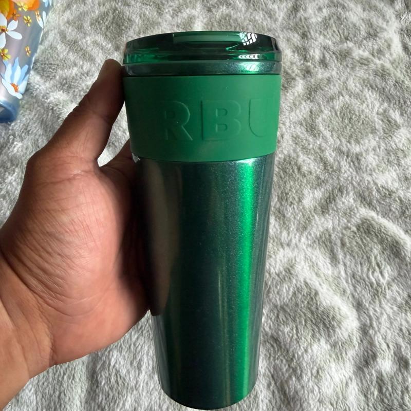 Termo Starbucks Verde Metálico con Banda de Silicona
