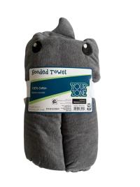 Toalla con capucha Your Zone diseño tiburón gris 100% algodón