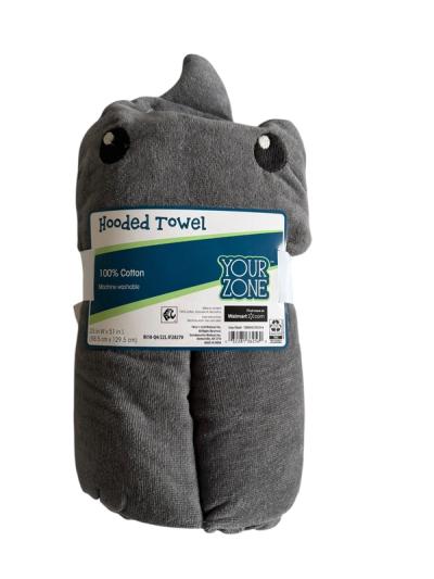 Toalla con capucha Your Zone diseño tiburón gris 100% algodón