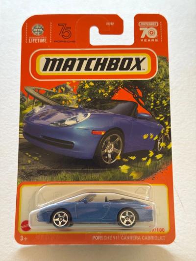 Matchbox Porsche 911 Carrera Cabriolet Azul 70 Aniversario