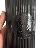 Vaso Starbucks Negro Brillante Estriado con Popote