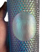 Vaso Starbucks Hielo Texturizado Iridiscente Con Tapa Y Popote