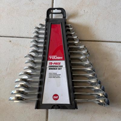 Hyper Tough 15-Piece Combination Wrench Set SAE