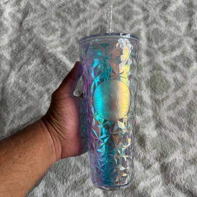 Vaso Tumbler Starbucks Prisma Iridiscente con Tapa y Popote