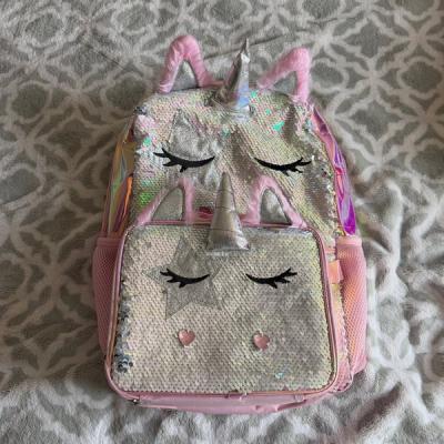 Mochila infantil con lonchera diseño unicornio de lentejuelas