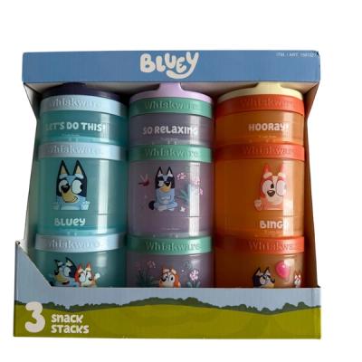 Set de 3 contenedores apilables para snack Whiskware diseño Bluey