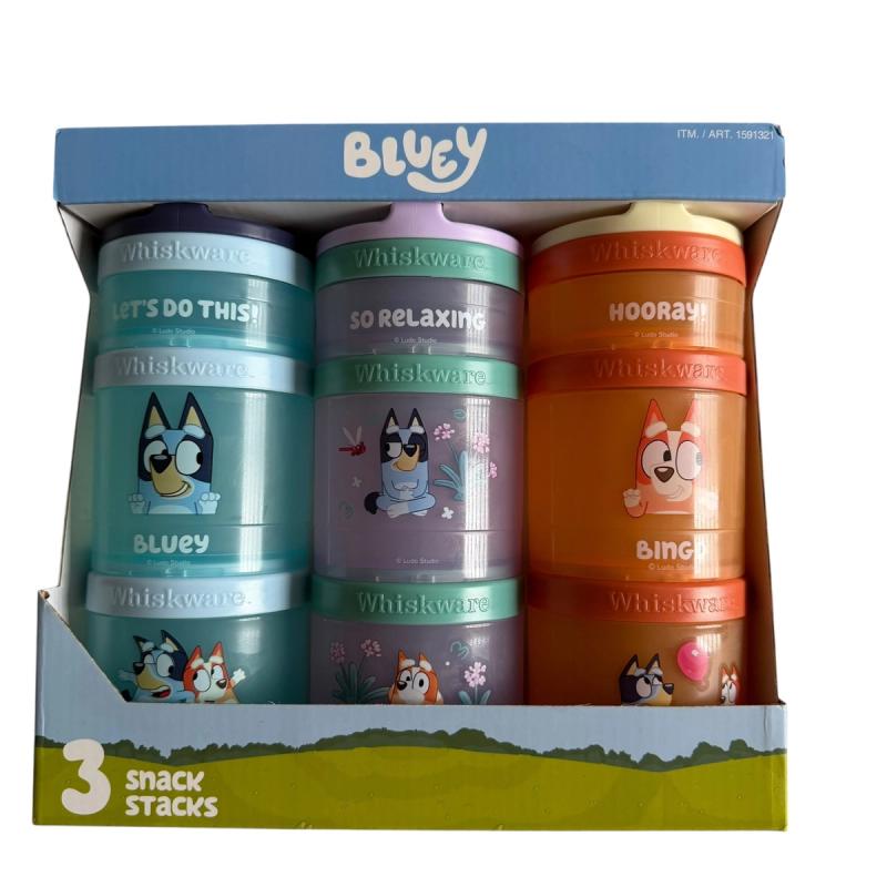 Set de 3 contenedores apilables para snack Whiskware diseño Bluey