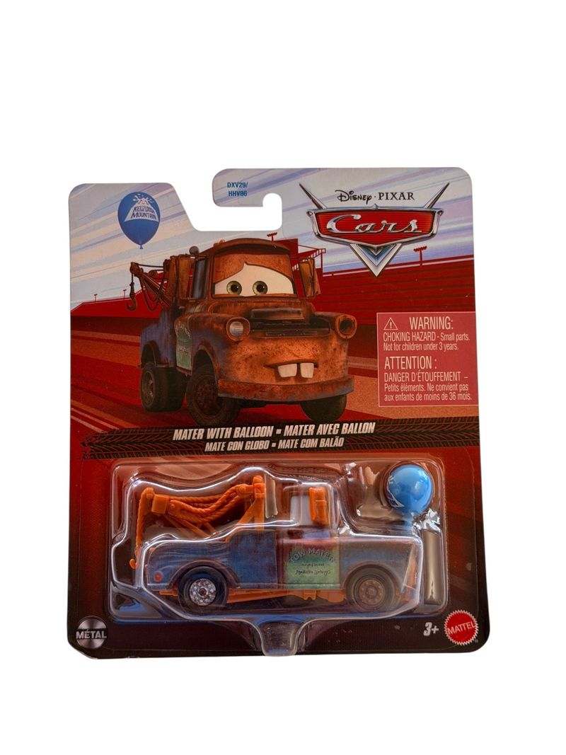 Empaque de auto Mattel Disney Pixar Cars Mate con globo de metal con diseño oxidado y accesorio azul