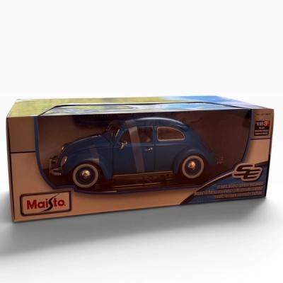 Auto miniatura Maisto Volkswagen Beetle azul escala 1:18 dentro de su caja de coleccion