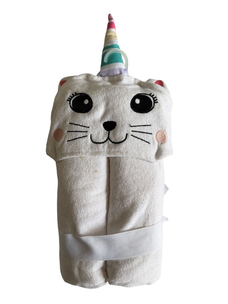 Toalla con capucha de gato unicornio