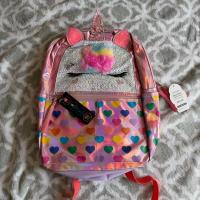Mochila infantil con diseño de unicornio y corazones