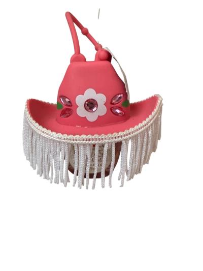 Holder Bath and Body Works de sombrero vaquero rosa con flecos y flor