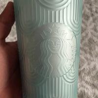 Vaso Starbucks Cold Cup Turquesa con Diseño de Arcos Texturizados