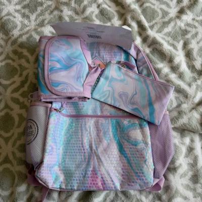 Set de Mochila con Estampado Marmolado y Lentejuelas