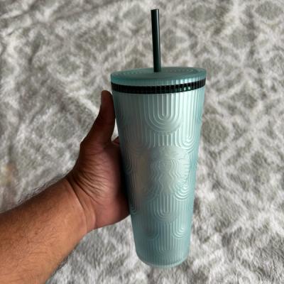 Vaso Starbucks Cold Cup Turquesa con Diseño de Arcos Texturizados
