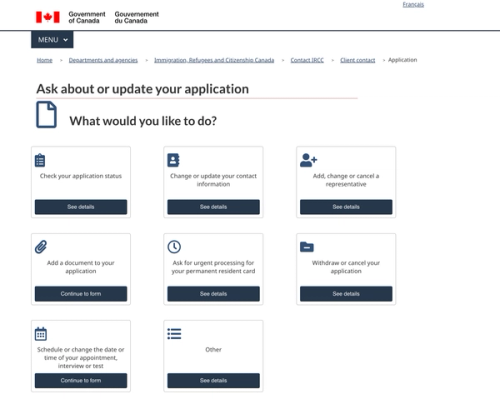 application update web form