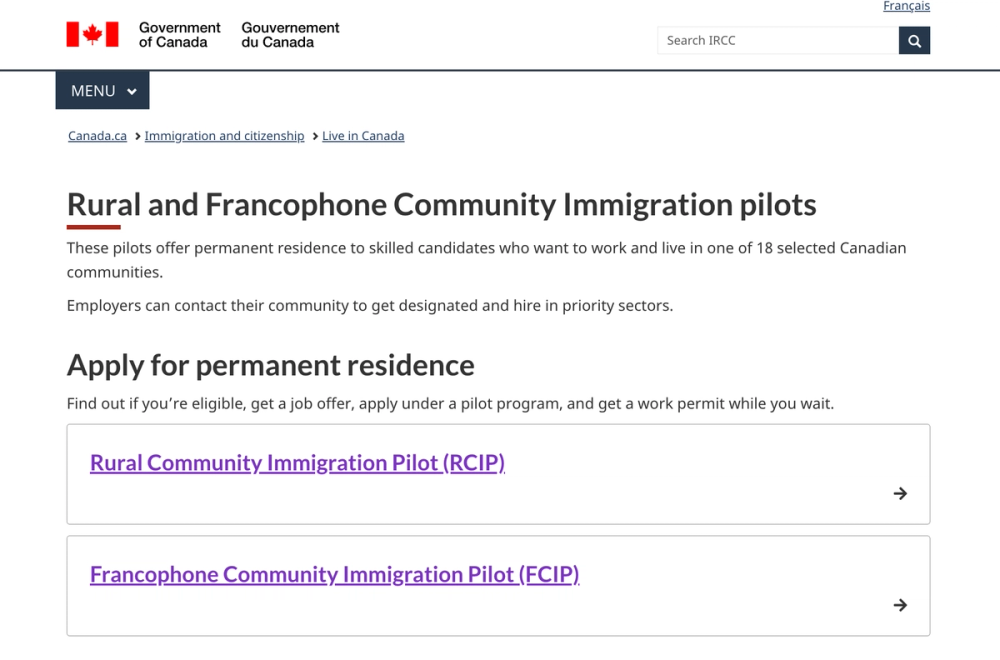 francophone community immigration pilot