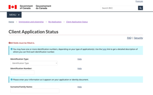 ircc client application status