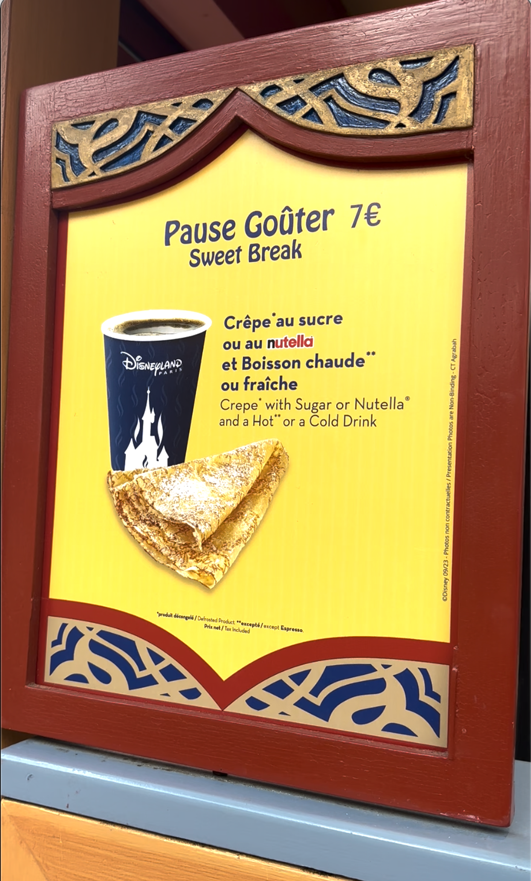 Pause Goûter Menu Disneyland Paris