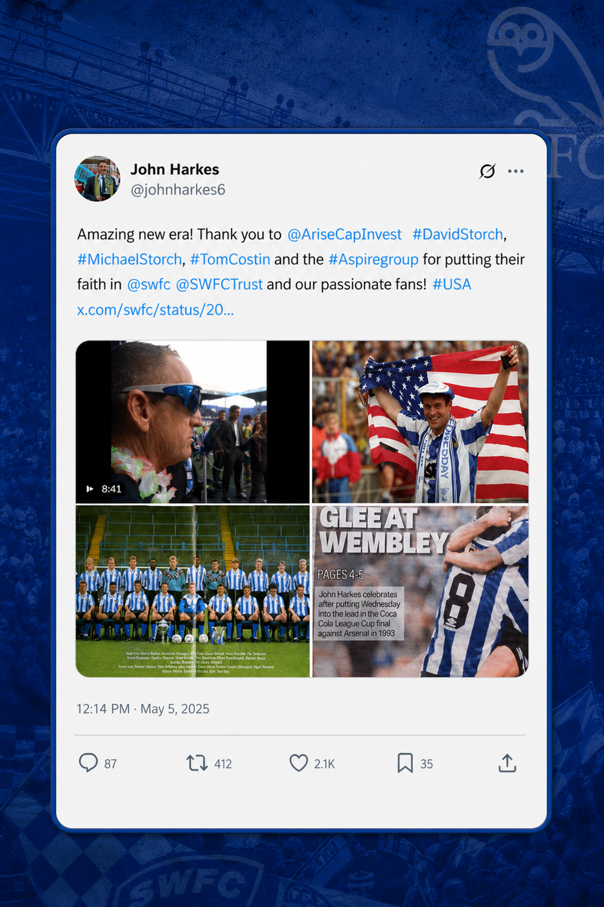 John Harkes X post - SWFC Takeover