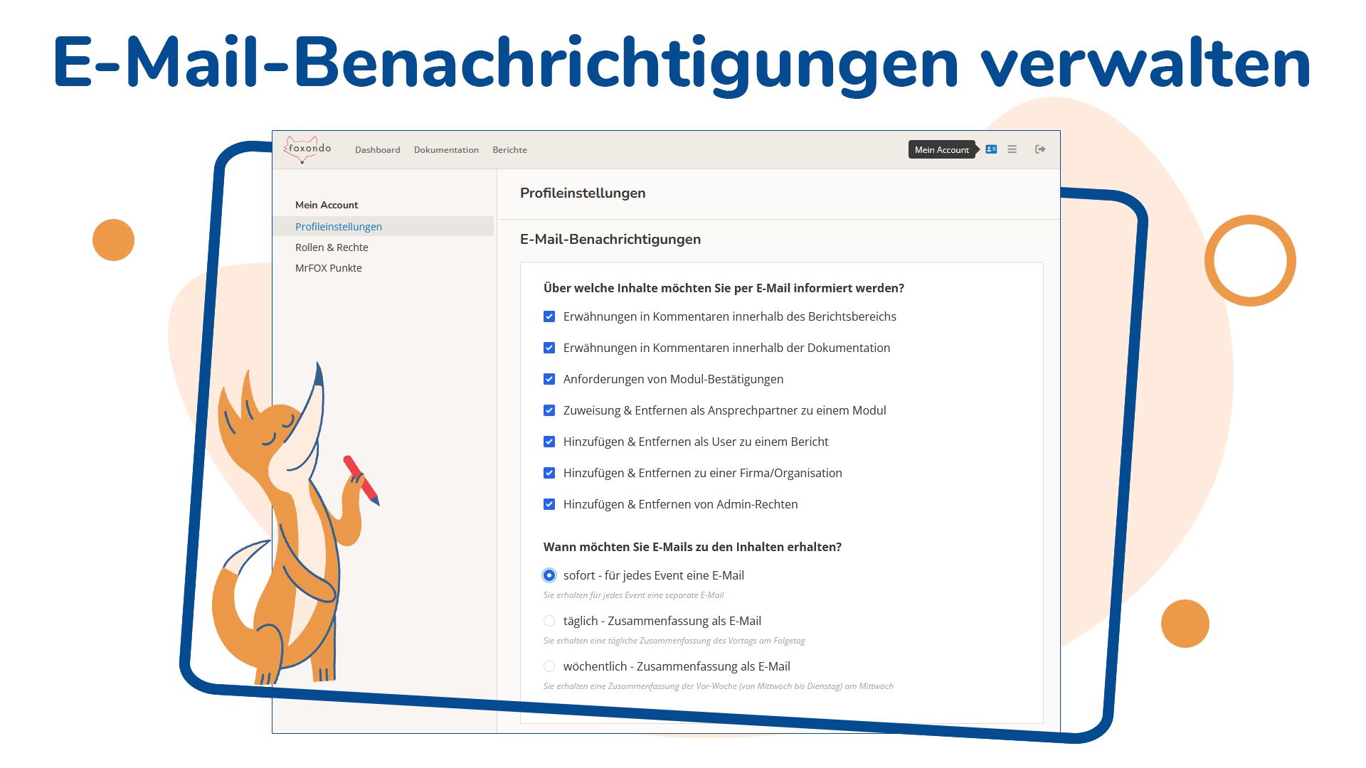 Neue E-Mail-Benachrichtigungen mit Konfiguration