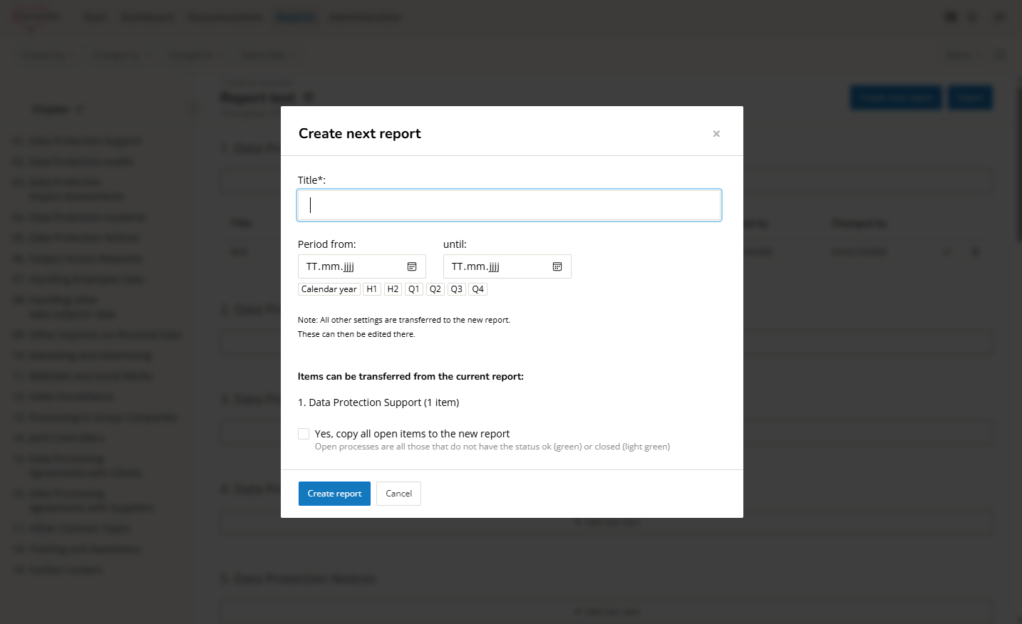 Create next report